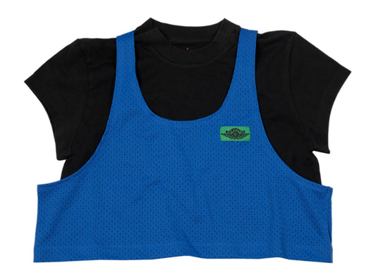 Women's Aleali May x Air Jordan SRT SP Layered Top in Black / Game Royal / Pine Green