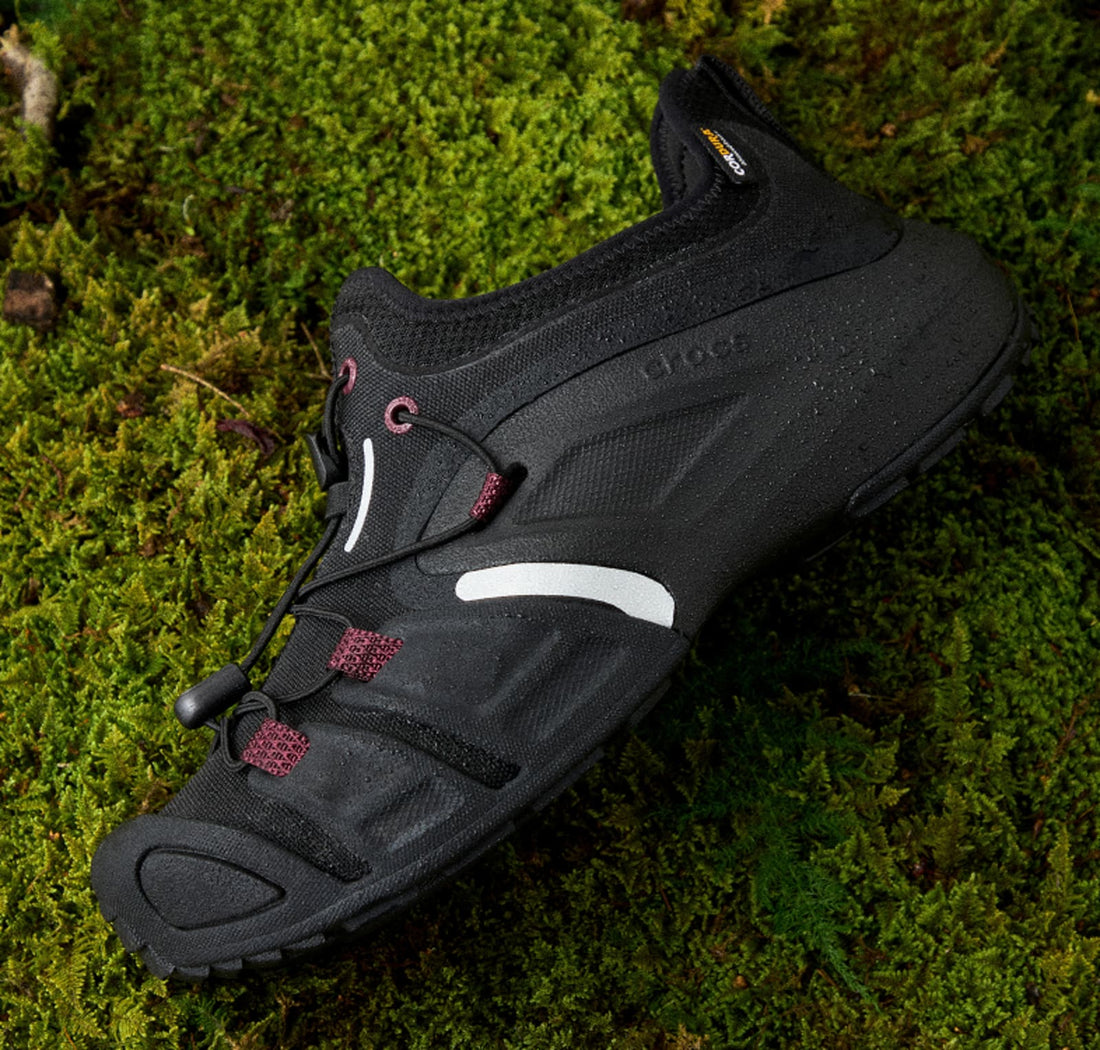 Crocs Quick Trail Racer V2 Cordura on moss — official Crocs marketing campaign frame