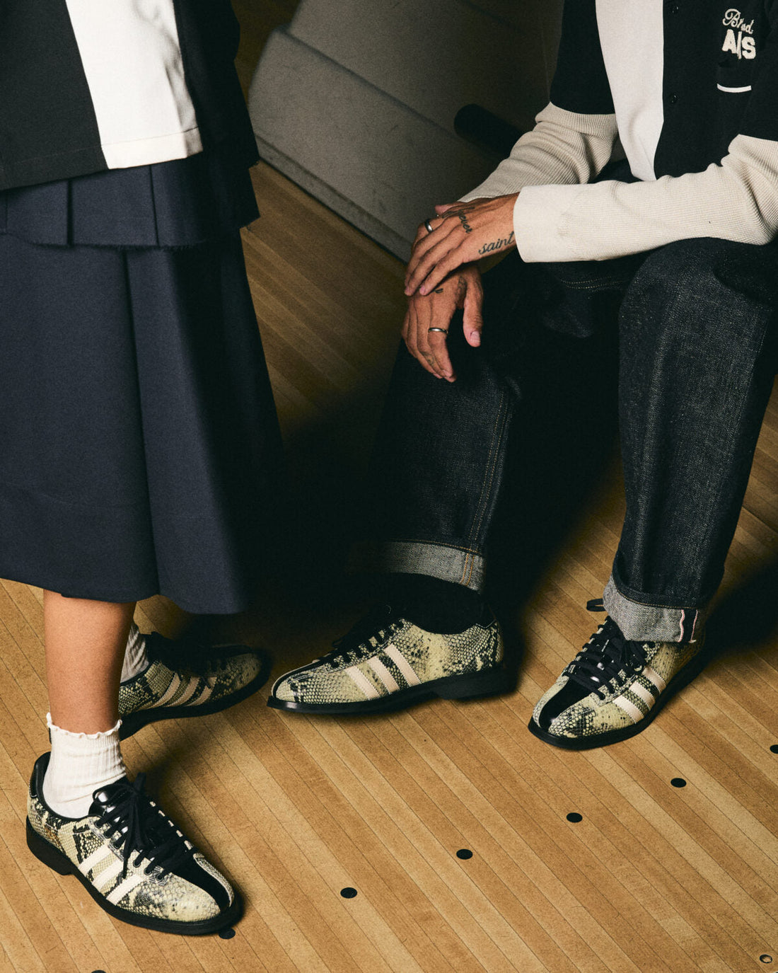 Brain Dead × adidas Samba Bowling Snakeskin — on-foot campaign in bowling alley