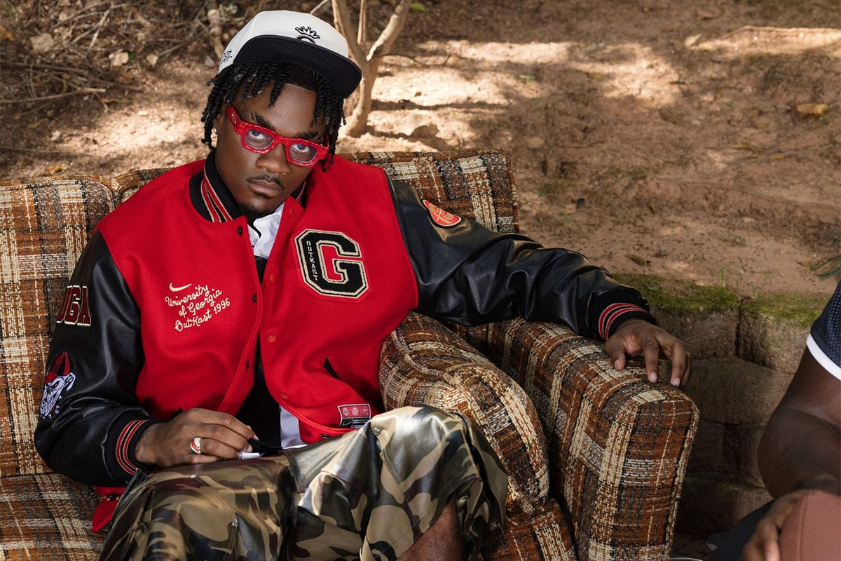 Nike x Georgia x OutKast U red varsity jacket. Photo via Hypebeast / Nike