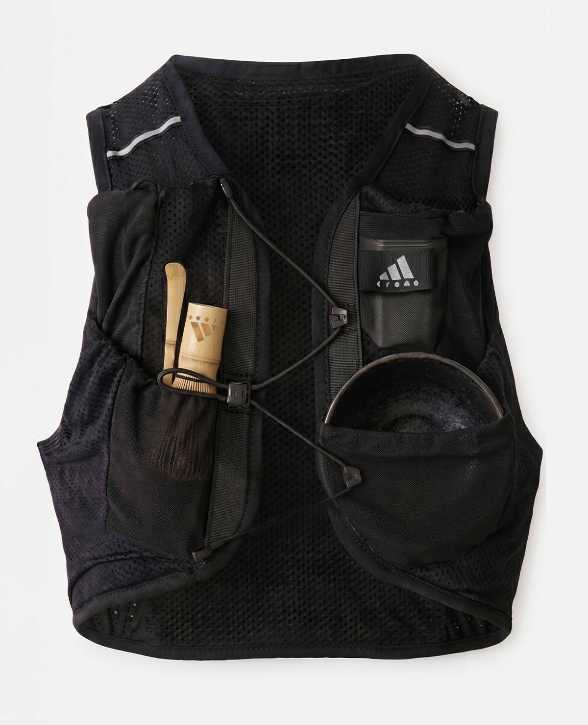 adidas Running × Cromo matcha ritual hydration vest with tea tools — courtesy Cromo