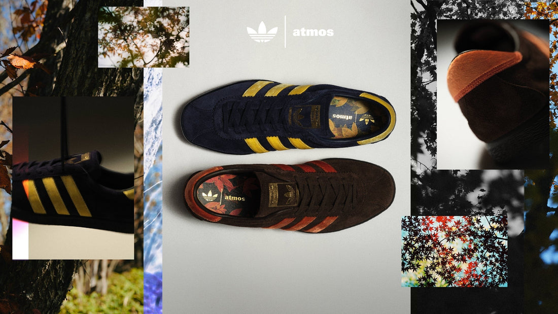 atmos x adidas Tobacco KOYO pack official press image Navy and Brown