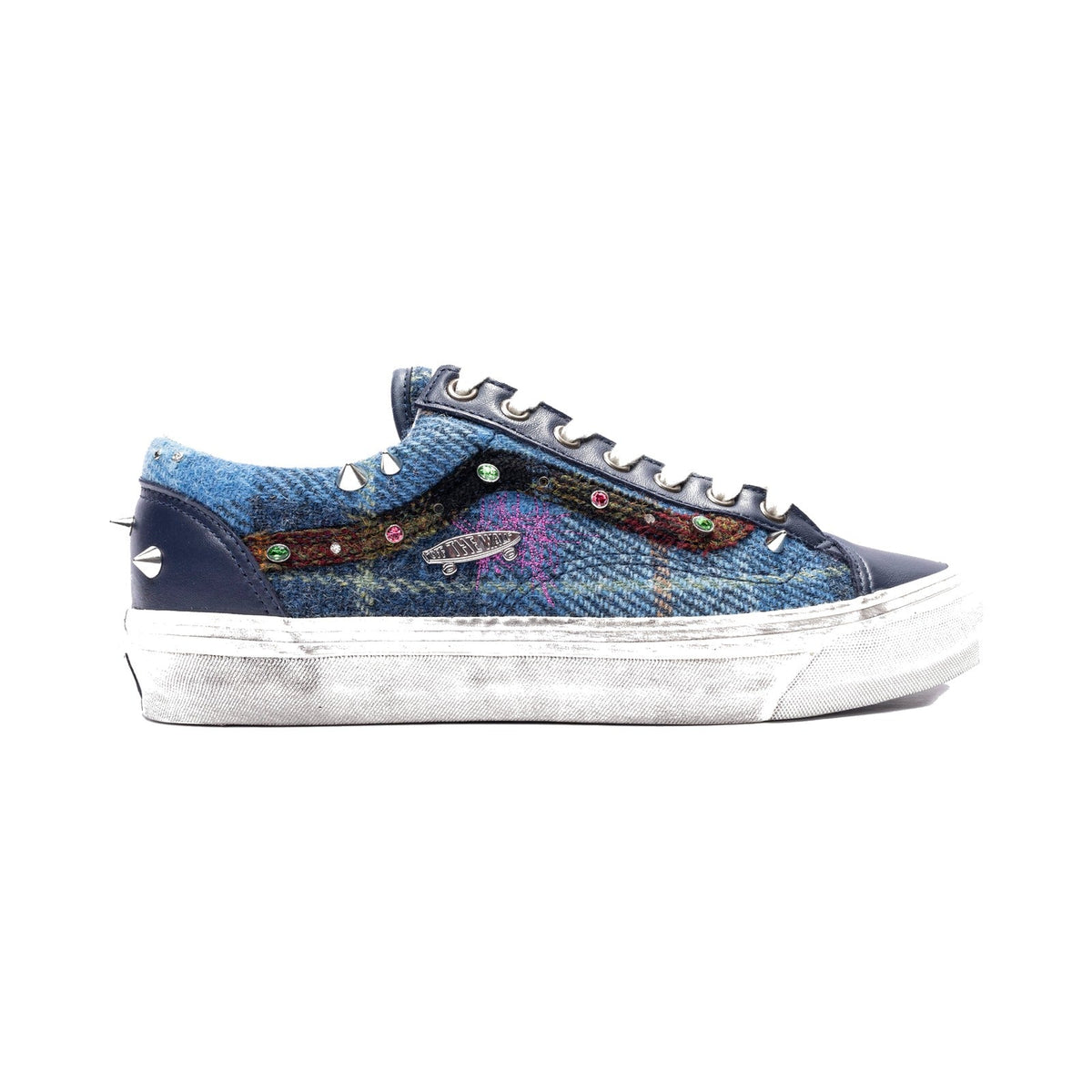 Vans × Harris Tweed LX Old Skool 36 Navy / Multi — lateral