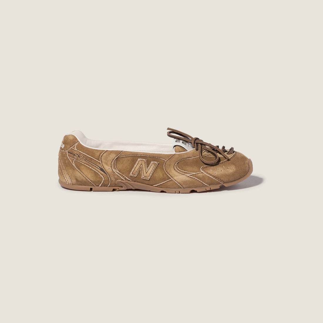New Balance x Miu Miu 530 SL delavé suede ballerinas — centered official product