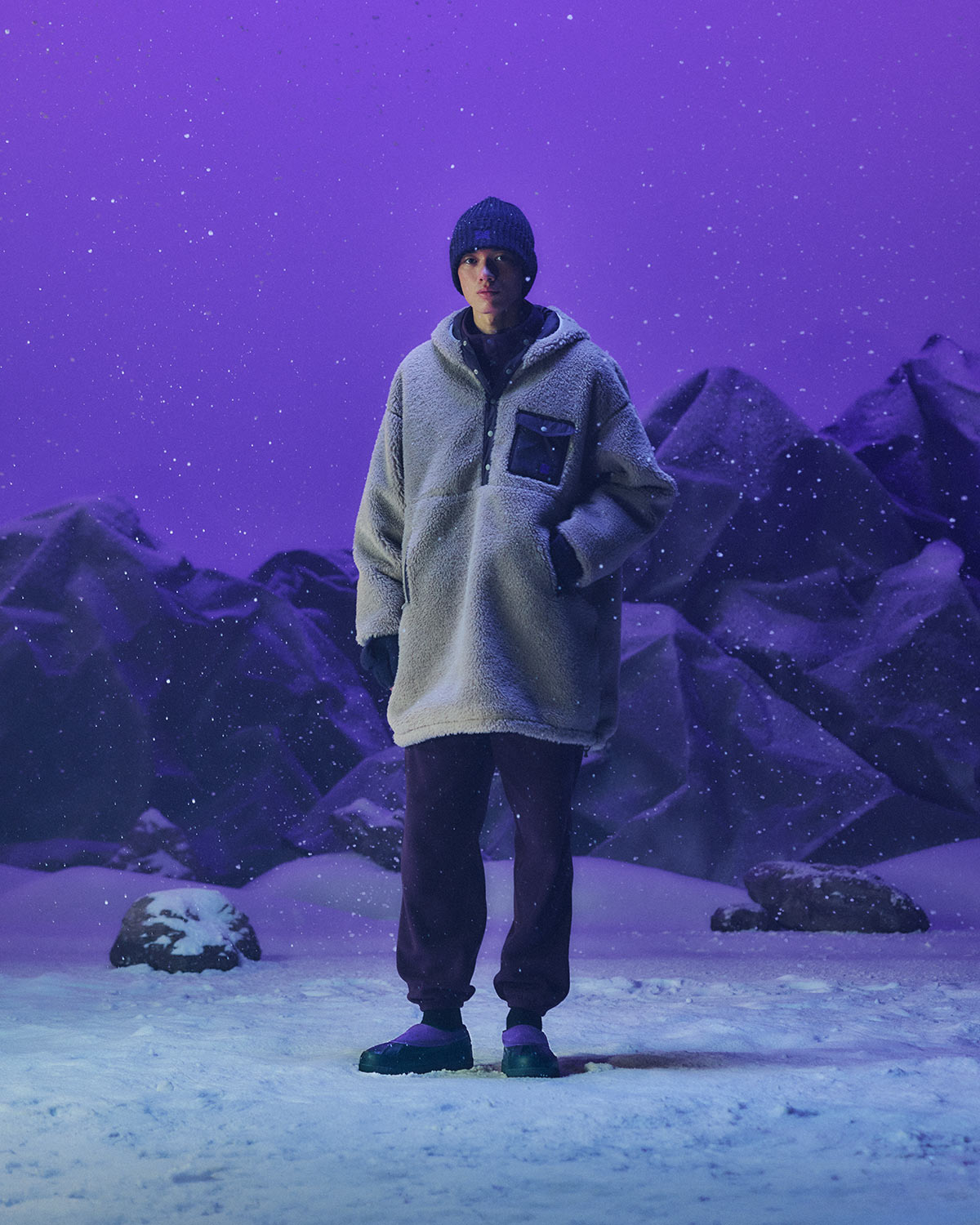 Needles × SOREL Ambler WP full look — official Nepenthes FW26 campaign