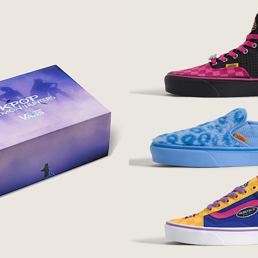 Vans x KPop Demon Hunters Fall 2026 collection packshot with custom box
