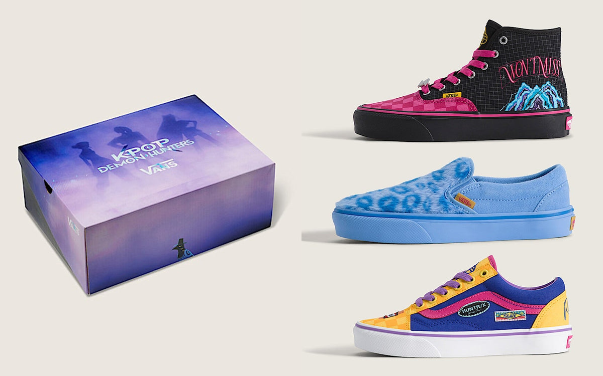 Vans x KPop Demon Hunters Fall 2026 collection packshot with custom box