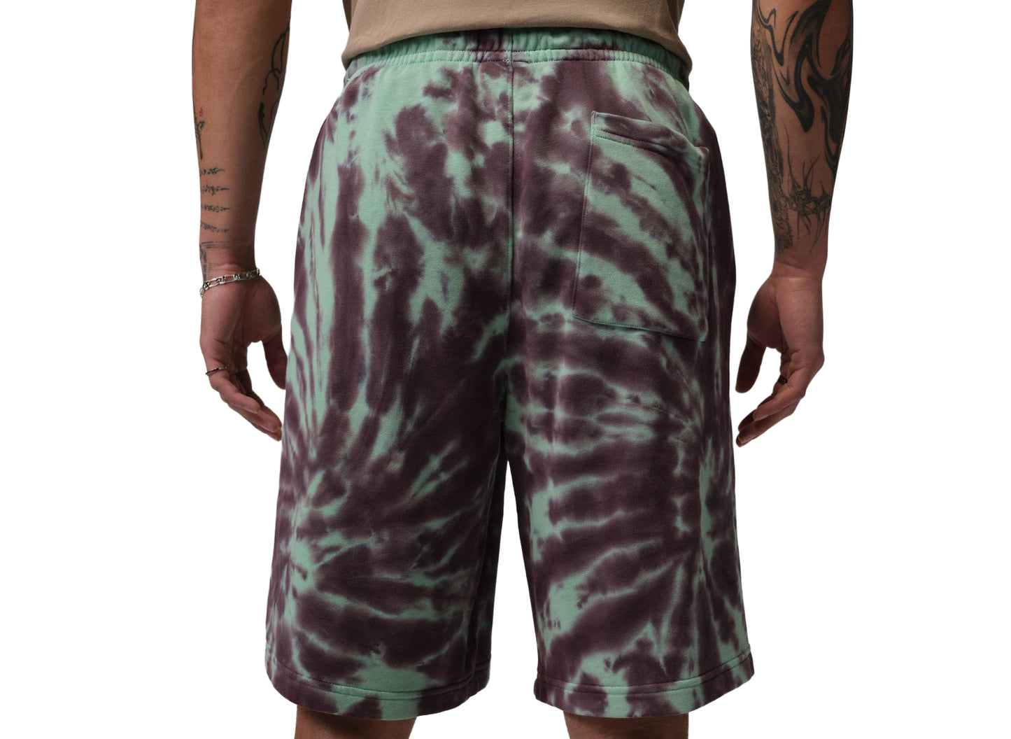 Jordan Brooklyn Fleece Tie-Dye Festival Short in Green Glow