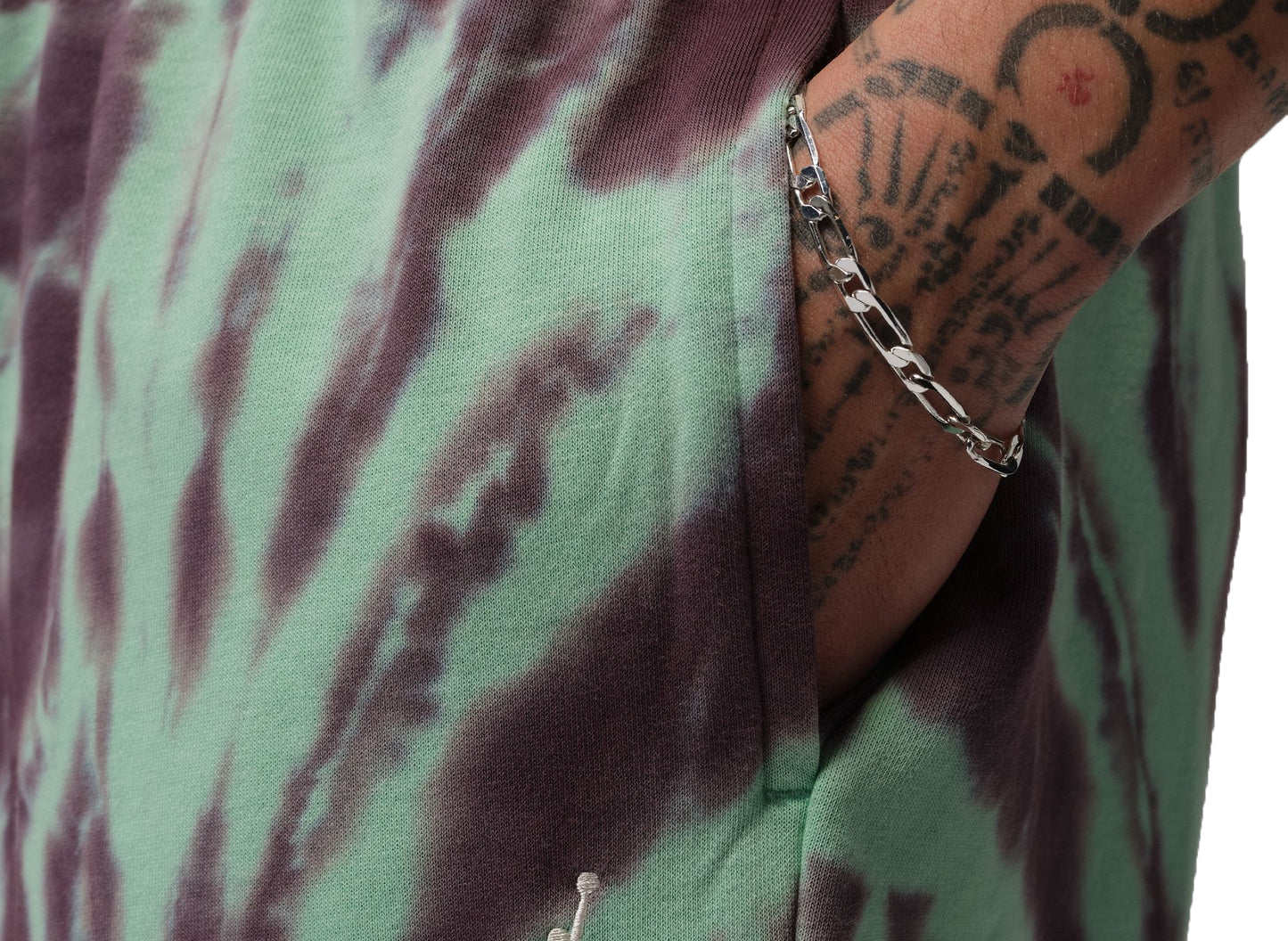 Jordan Brooklyn Fleece Tie-Dye Festival Short in Green Glow