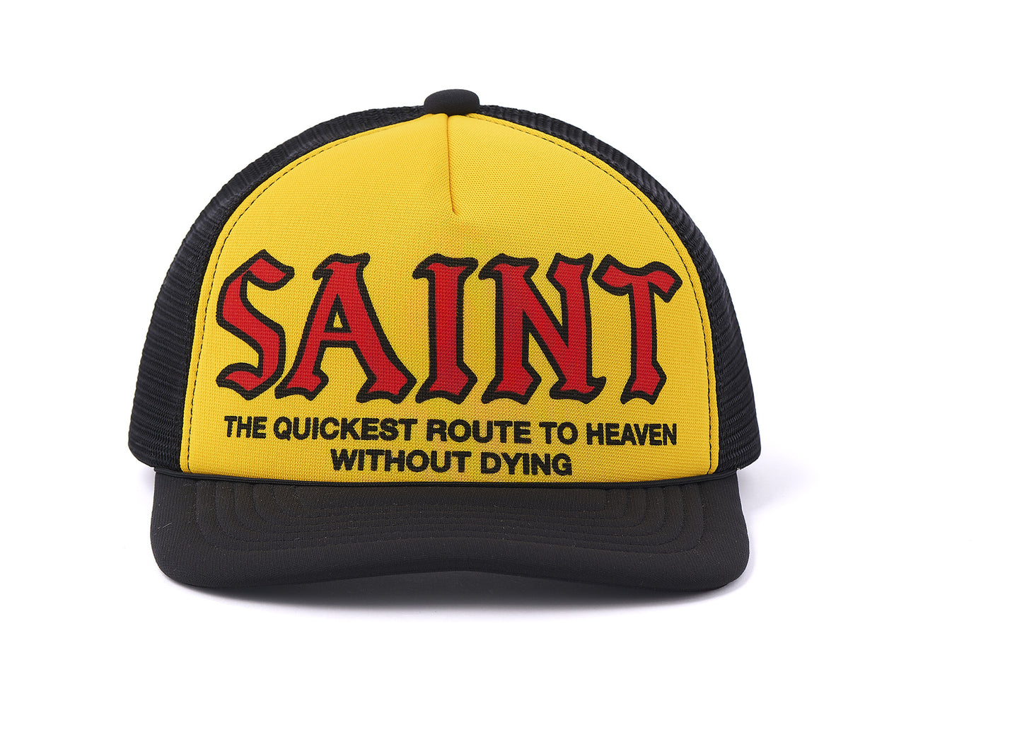 Saint Michael 'Saint' Mesh Cap in Yellow / Black