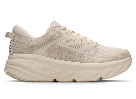 Women's Hoka Bondi 7 in Oat Milk, women's running shoe in a beige colorway