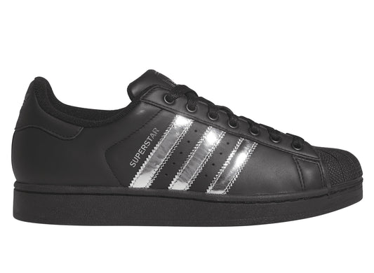 Adidas Superstar II in Core Black and Silver Metallic, men's low-top sneaker, lateral view