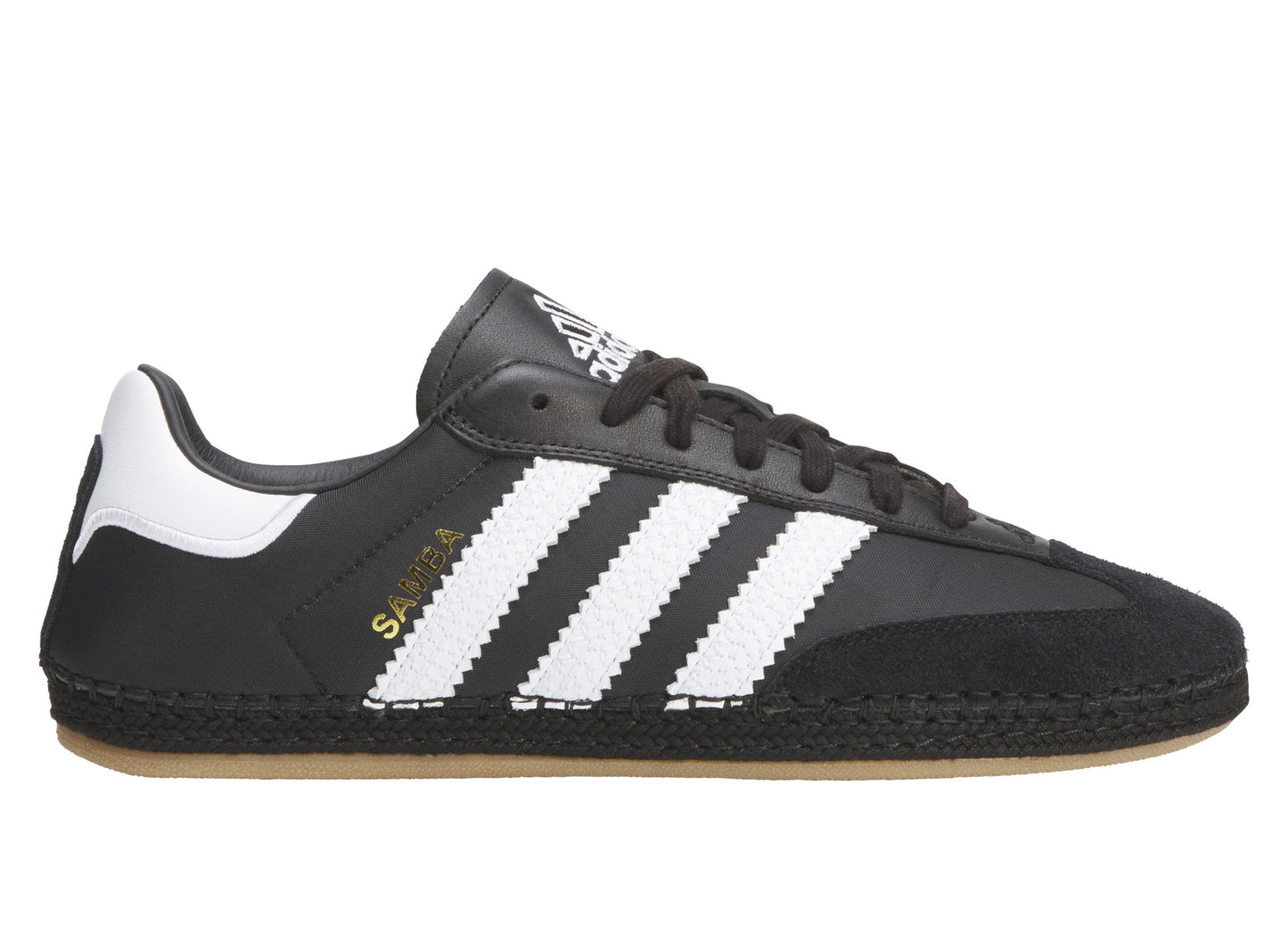 adidas x CLOT Samba Espadrille in Core Black and Footwear White, men's sneaker, lateral view