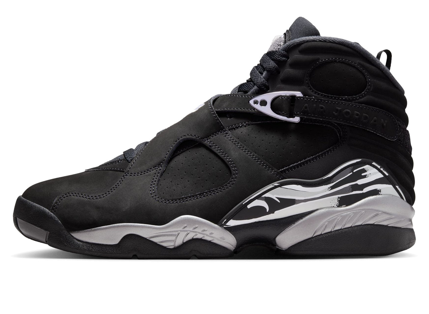 Air Jordan 8 Retro "Chrome" in Black / White / Light Graphite
