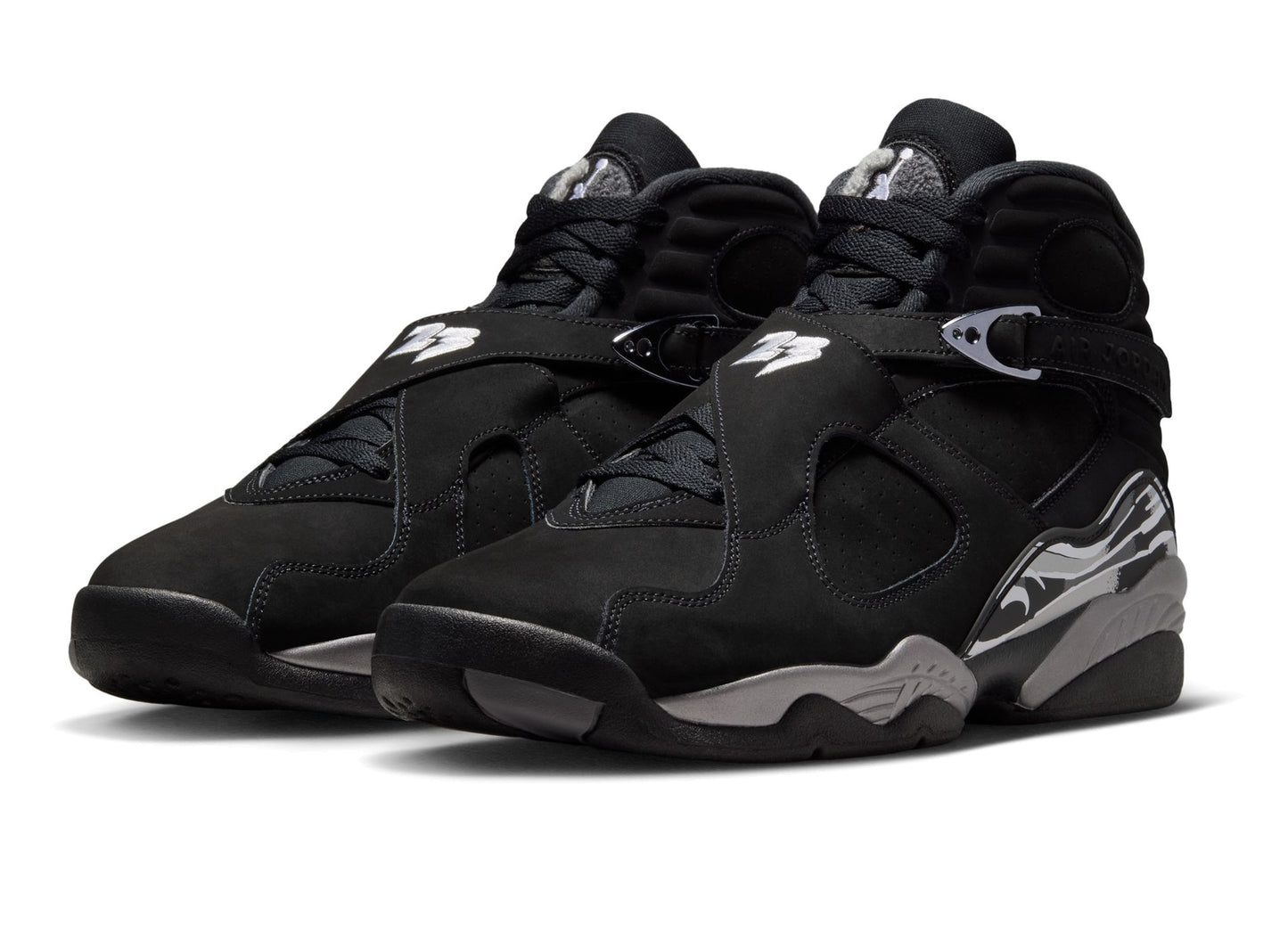 Air Jordan 8 Retro "Chrome" in Black / White / Light Graphite