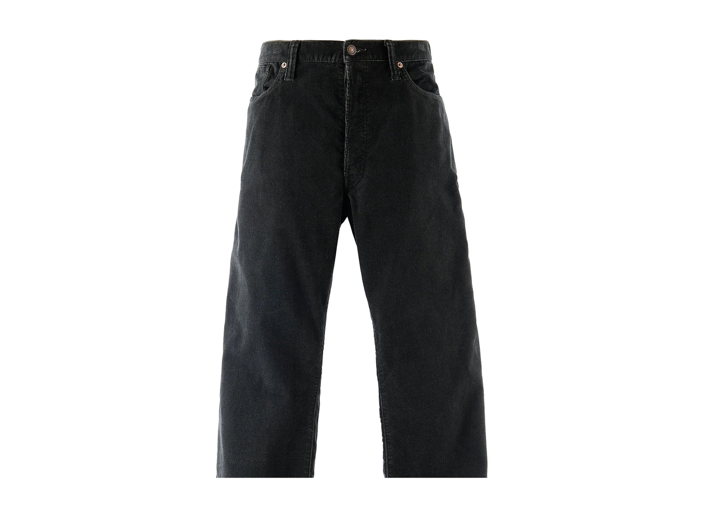 Saint Michael Corduroy Straight Pants in Black - front detail