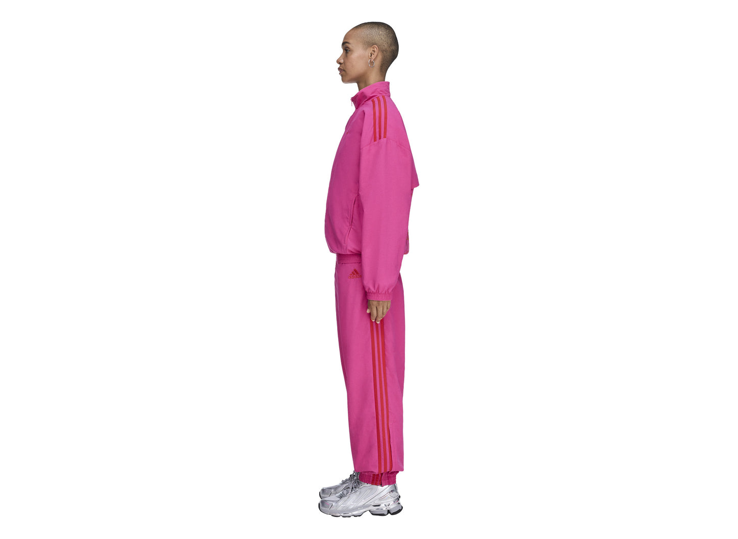 Adidas x Sp5der Nylon Track Pant in the Pink colorway, pink men's track pants, view 3