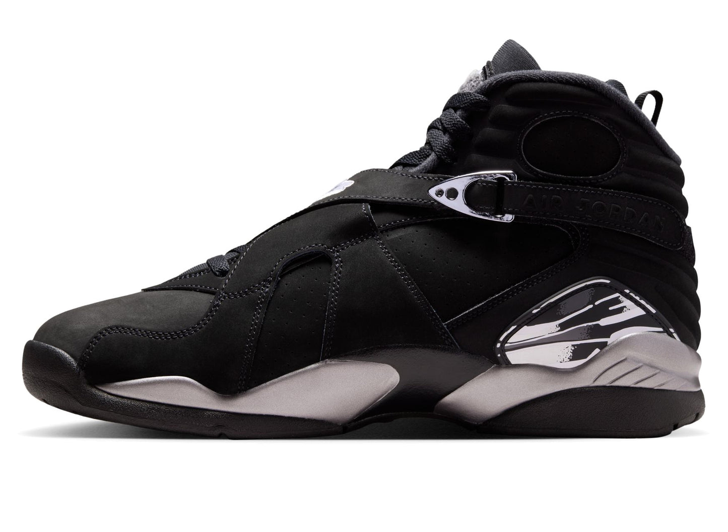 Air Jordan 8 Retro "Chrome" in Black / White / Light Graphite