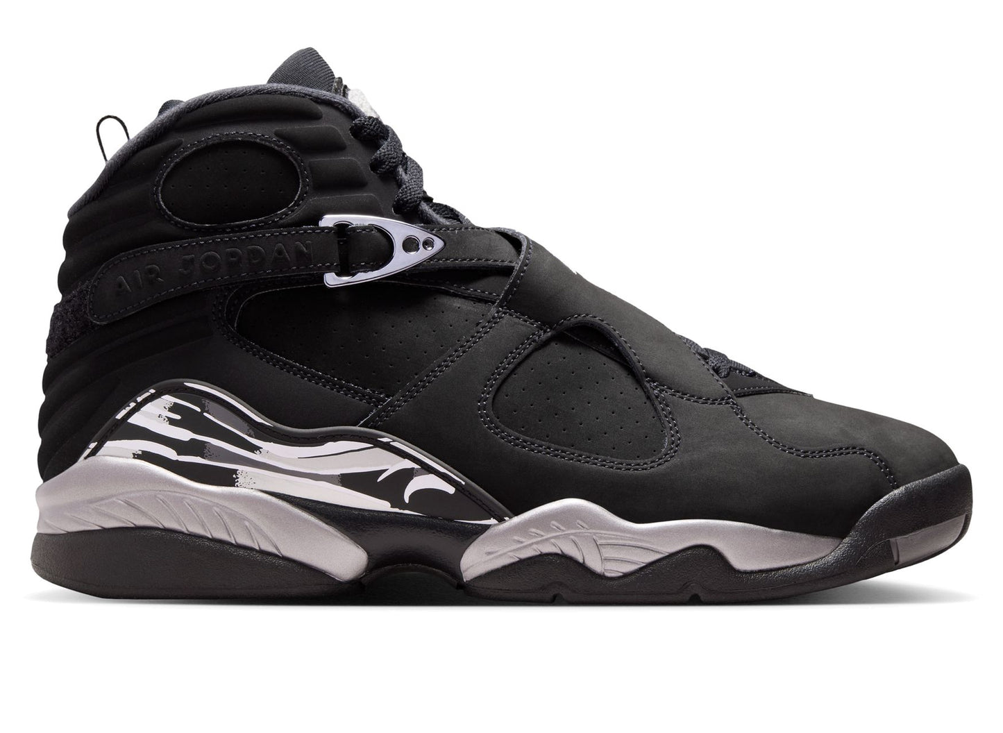 Air Jordan 8 Retro "Chrome" in Black / White / Light Graphite