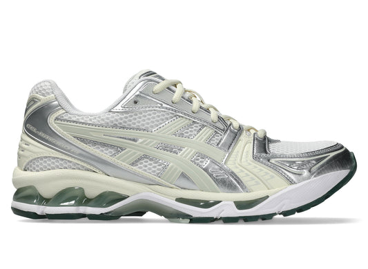 Asics Gel-Kayano 14 sneaker in White and Light Sage, men's footwear