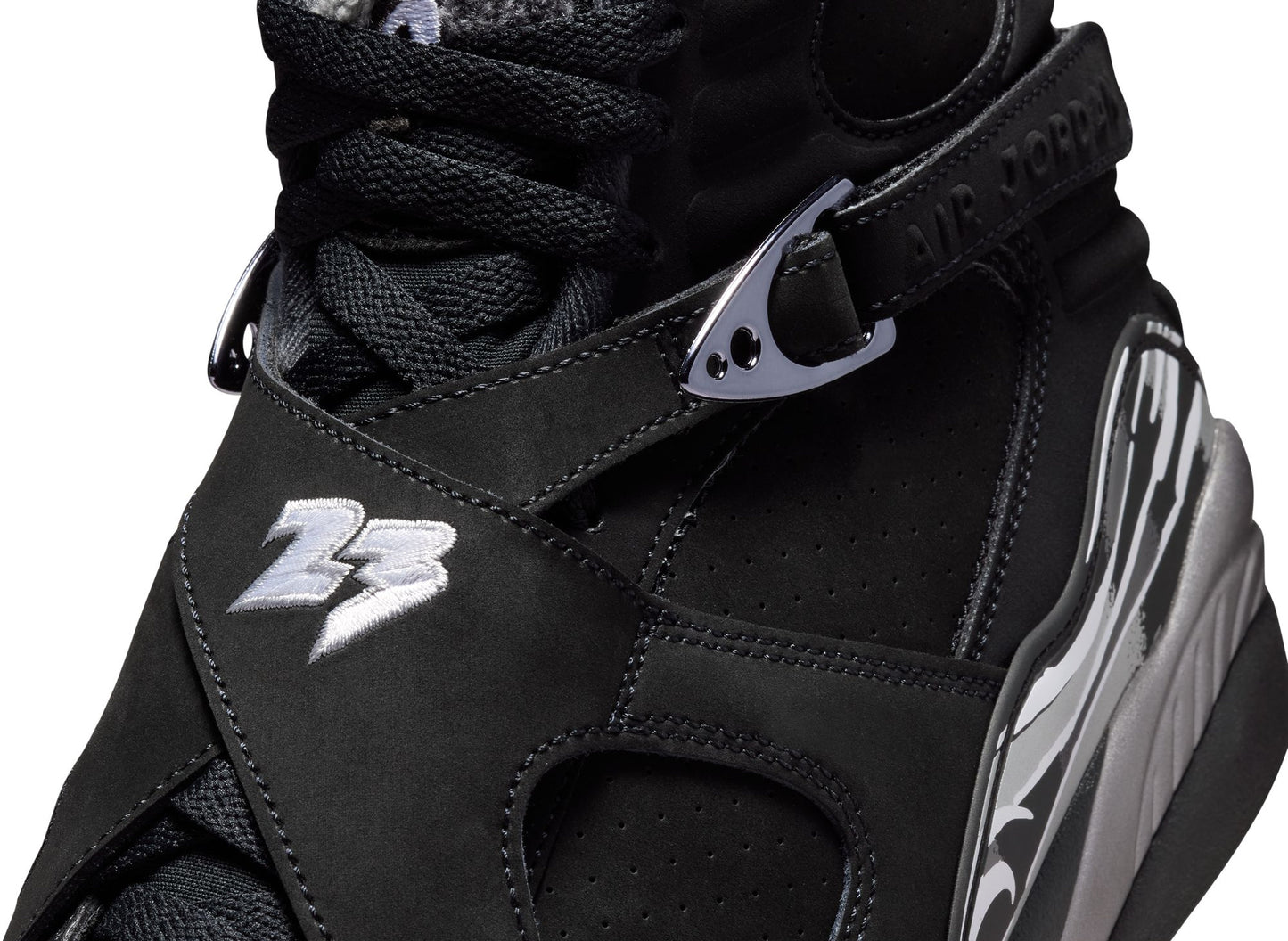Air Jordan 8 Retro "Chrome" in Black / White / Light Graphite