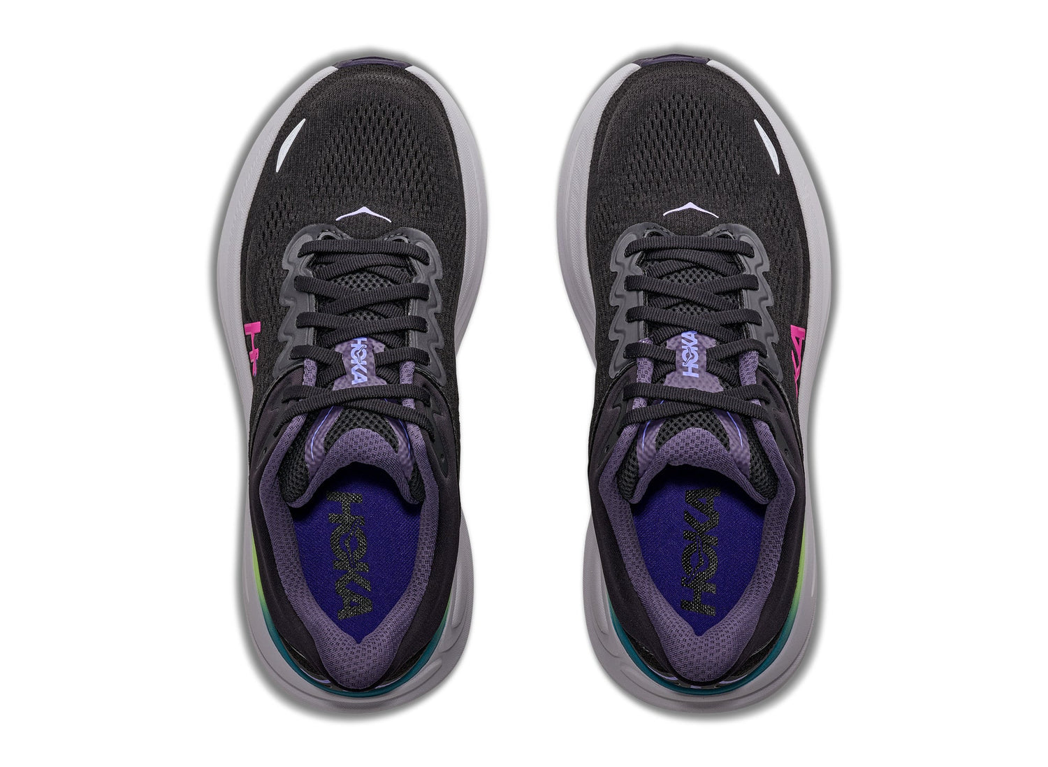 Women's Hoka Bondi 9 in Black / Neon Dragonfruit - view 2 on white