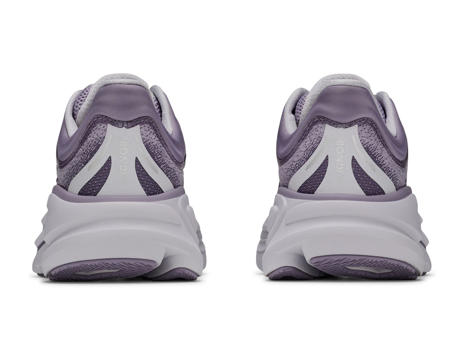 Women's Hoka Bondi 9 in Mellow Lilac / Purple Fog - view 5 on white