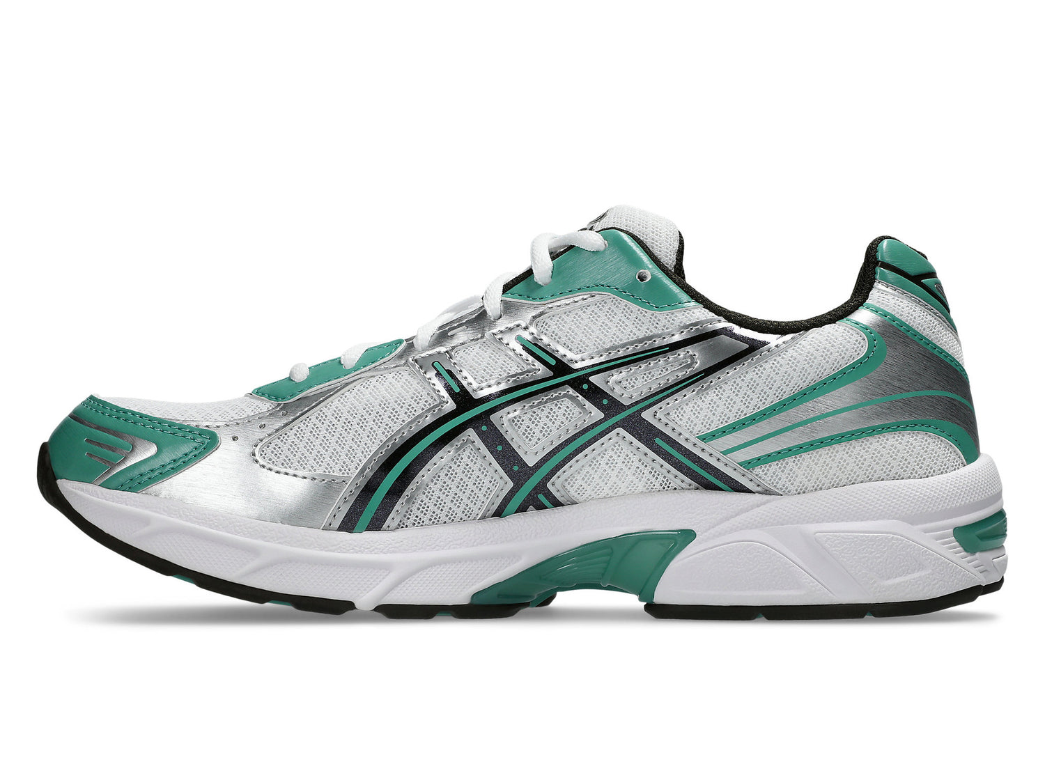 Asics GEL-1130 in White / Catalina Green medial view