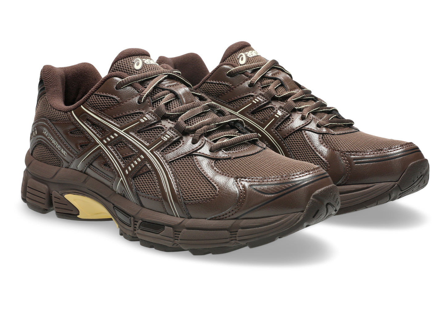 ASICS x emmi GEL-STRATUS MC Brown Storm pair front view