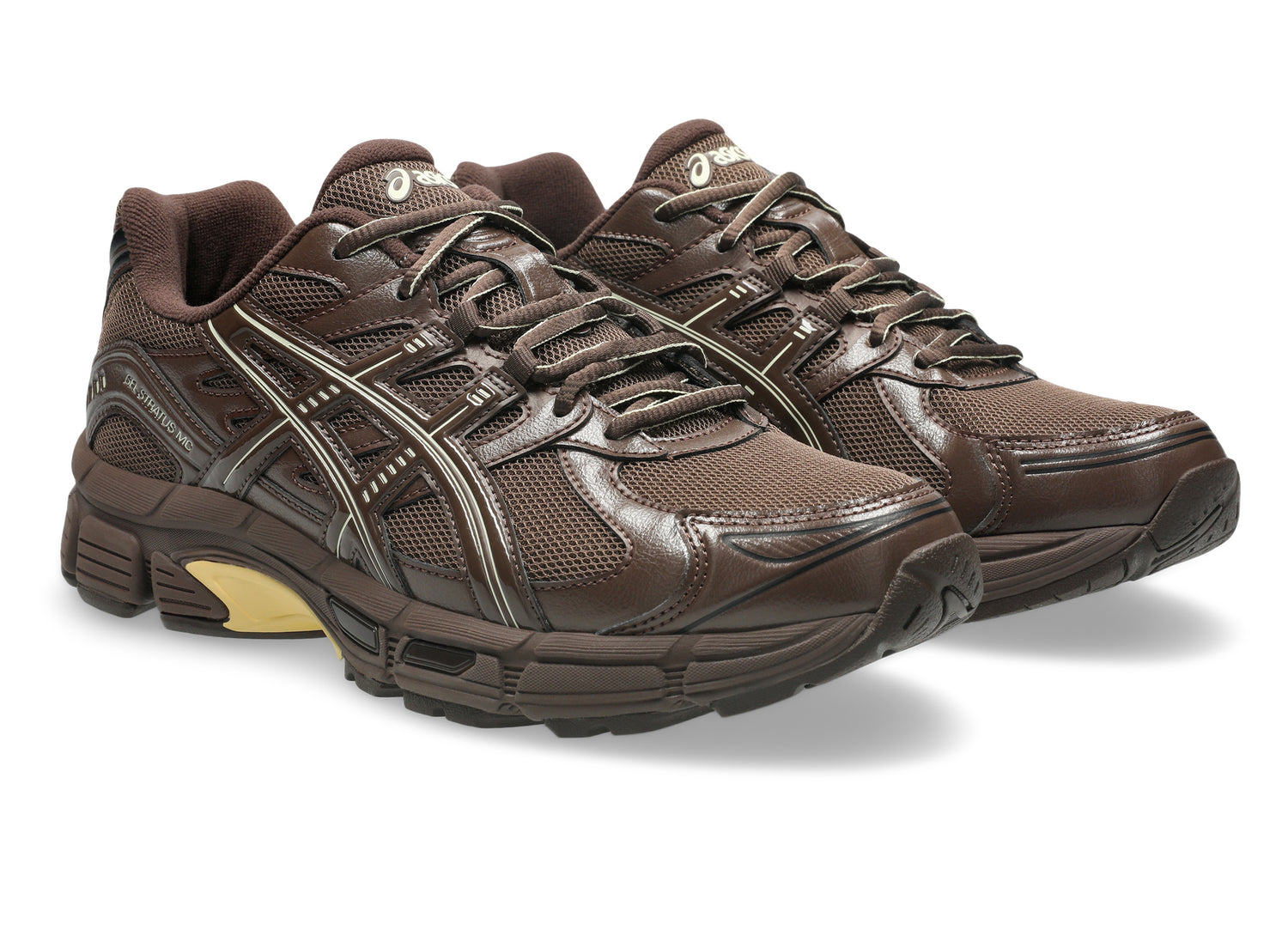 ASICS x emmi GEL-STRATUS MC Brown Storm pair front view