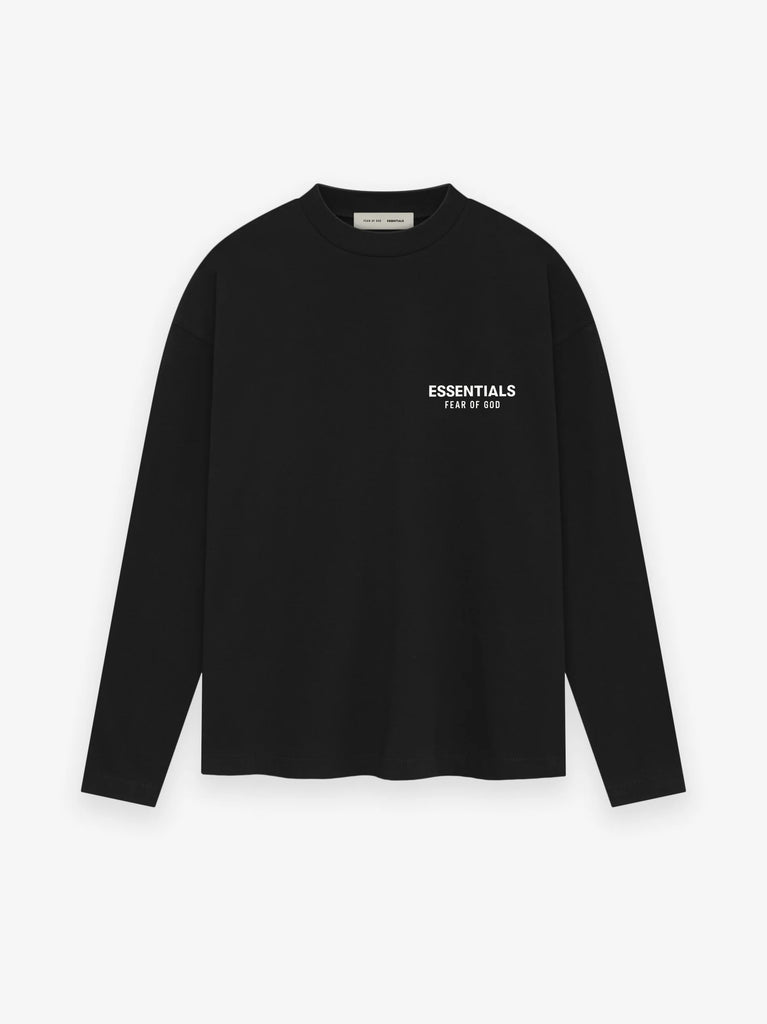 黒 長袖カットソー FEAR OF GOD ESSENTIALS Fear of God Essentials Classic Long Sleeve Tee in Jet Black