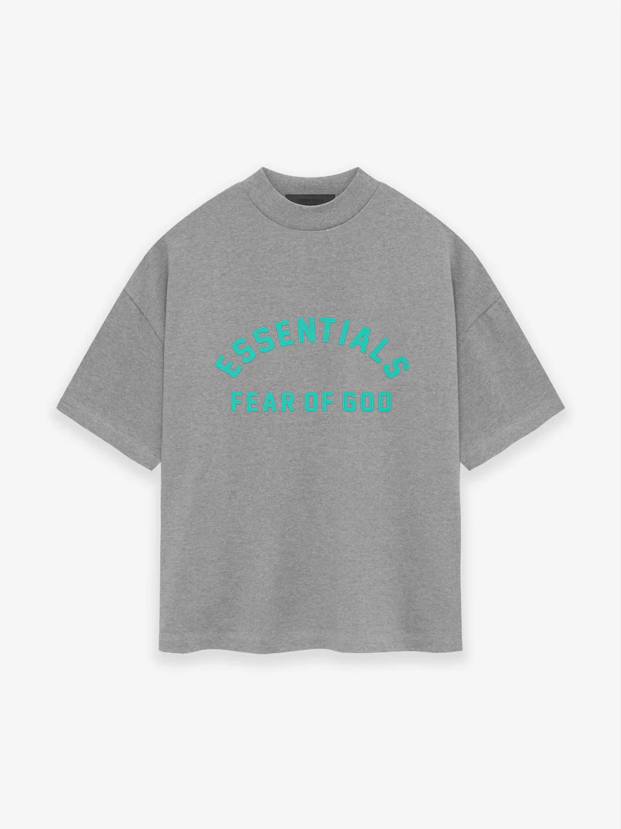 Fear of God Essentials Crewneck TShirt in Dark Heather Oatmeal xld Oneness Boutique