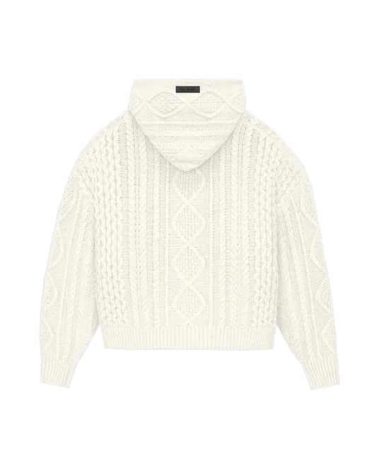 Fear of God Essentials Cable Knit Hoodie in Cloud Dancer xld