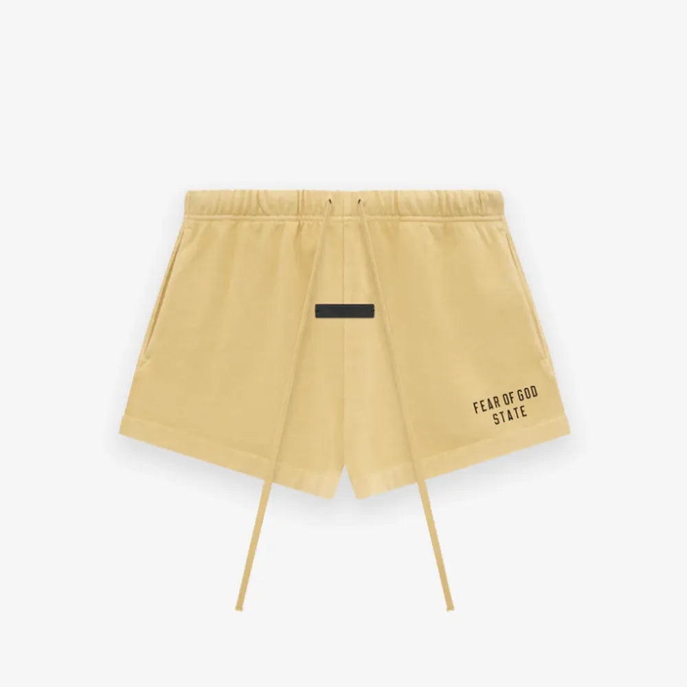 Fear of God Essentials Heavy Jersey Soccer Shorts in Amber
