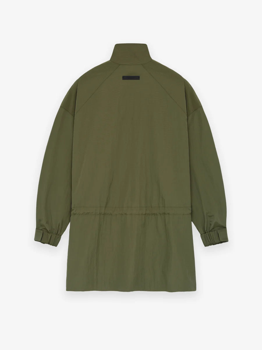 Fear of God Essentials Ripstop Mockneck Anorak in Military Fear of God Essentials Ripstop Mockneck Anorak in Military