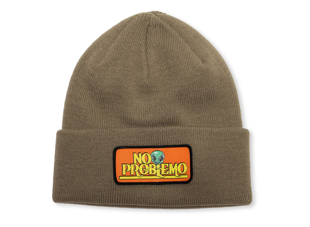 No Problemo Sticker Beanie in Olive