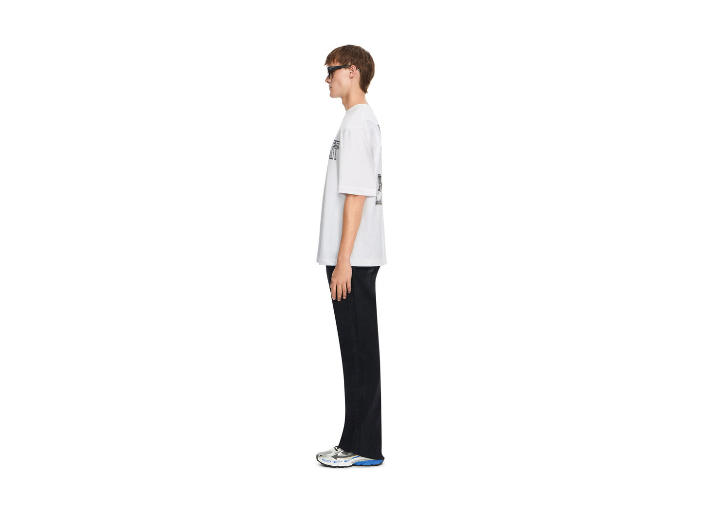 OFF-WHITE Motion Arrow Skate Short Sleeve T-Shirt in White — view 3