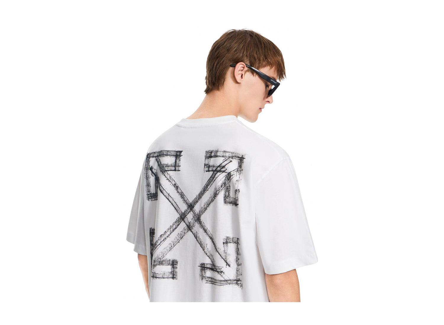 OFF-WHITE Motion Arrow Skate Short Sleeve T-Shirt in White — view 5