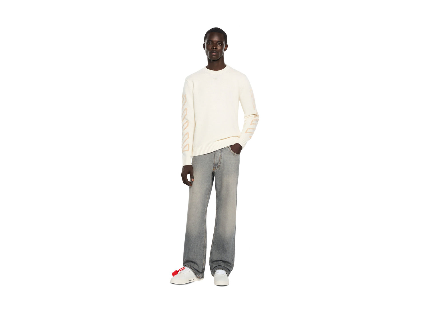 OFF-WHITE Half Arrow Diag Slim Relax Jeans in Sun Faded Grey — view 2