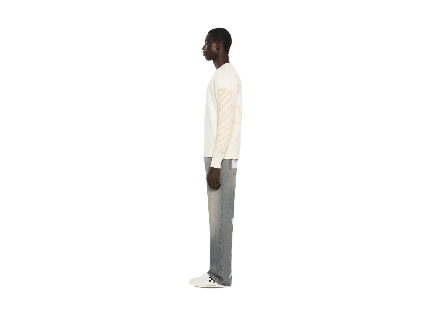 OFF-WHITE Half Arrow Diag Slim Relax Jeans in Sun Faded Grey — view 3