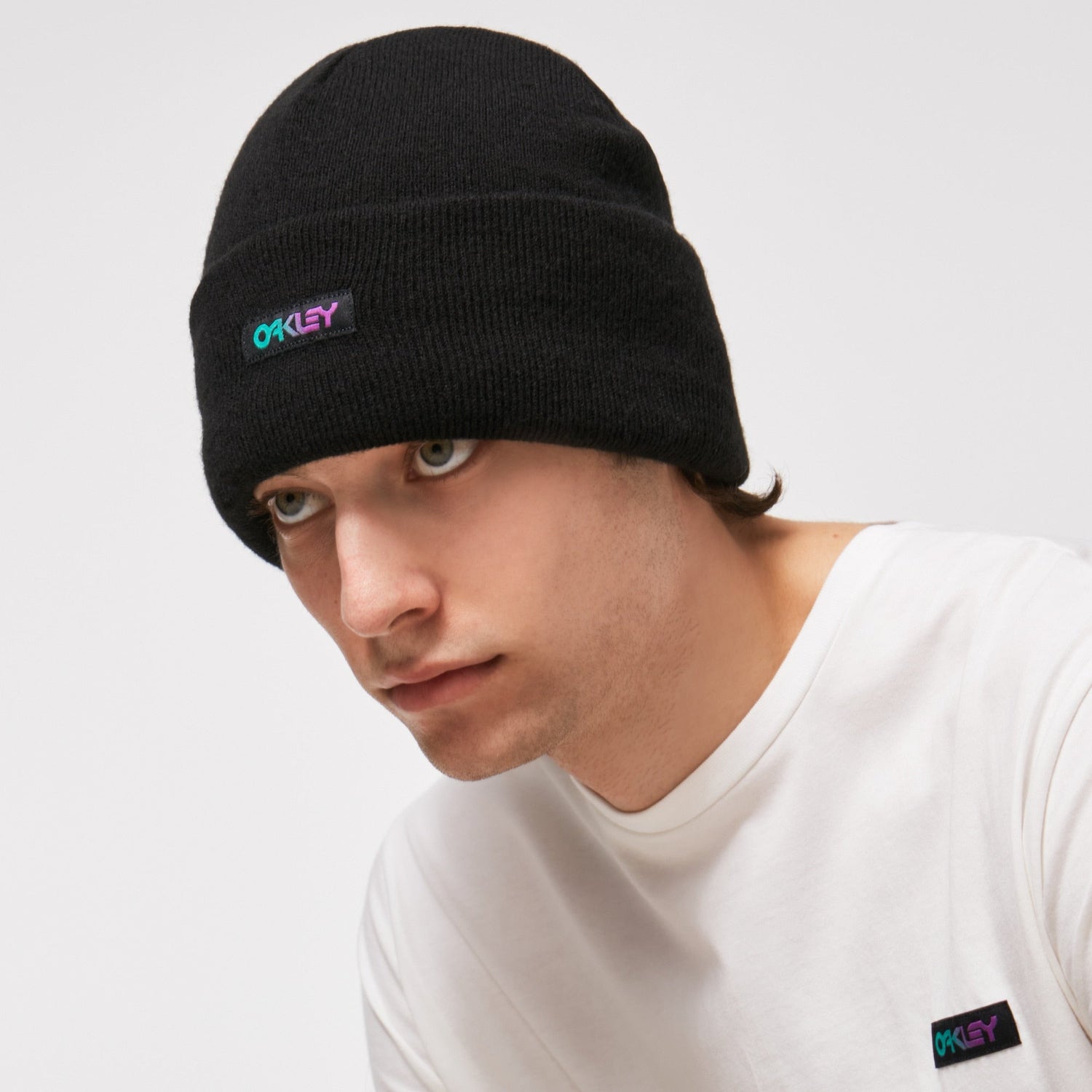 Oakley B1B Gradient Patch Beanie in Blackout product view 2
