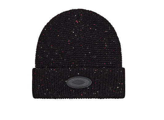 Oakley Ellipse Waffle Beanie in Pitch Black on white background