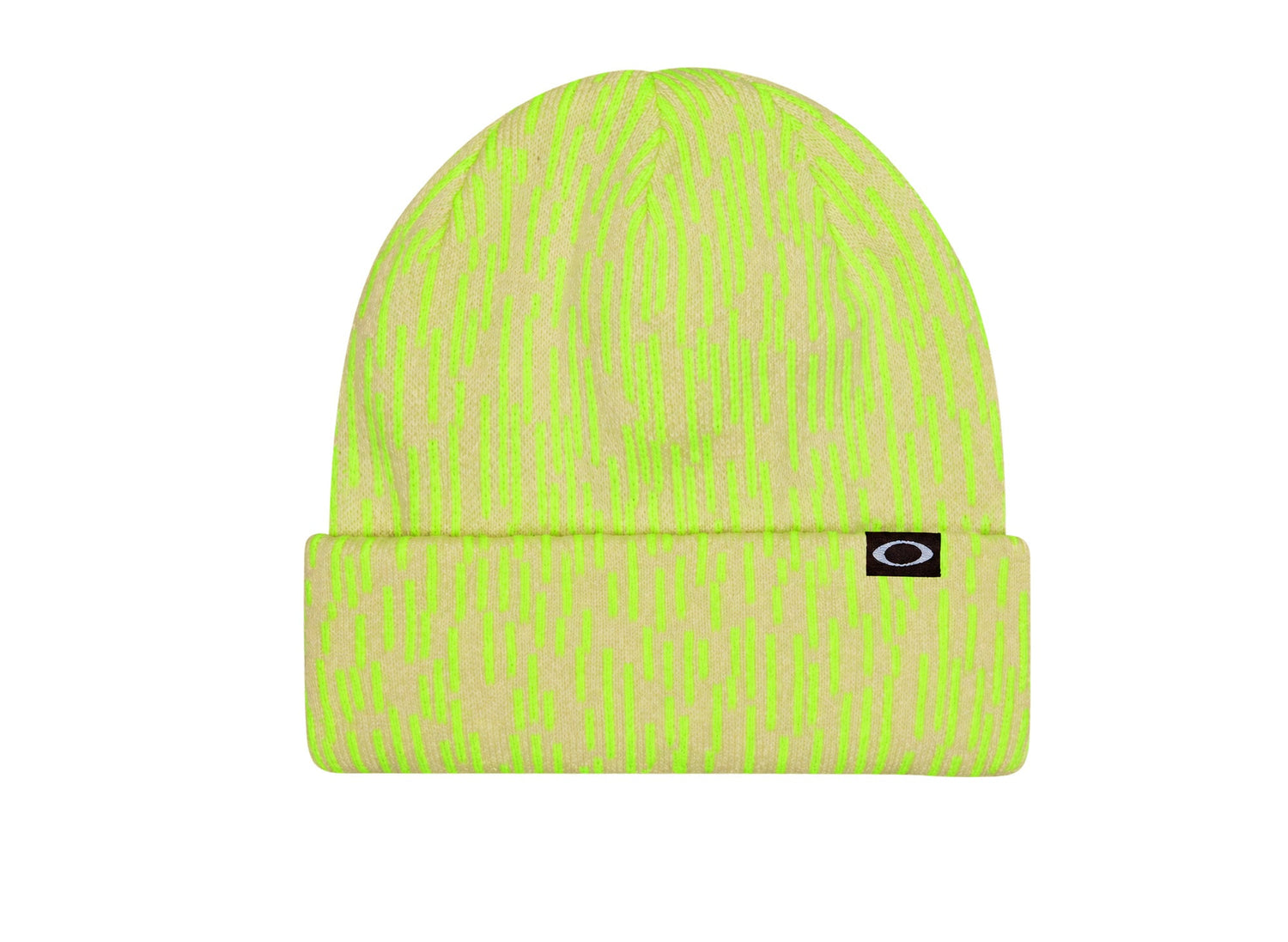 Oakley Fleece-Lined Graphic Beanie in Rain Camo Yellow on white background