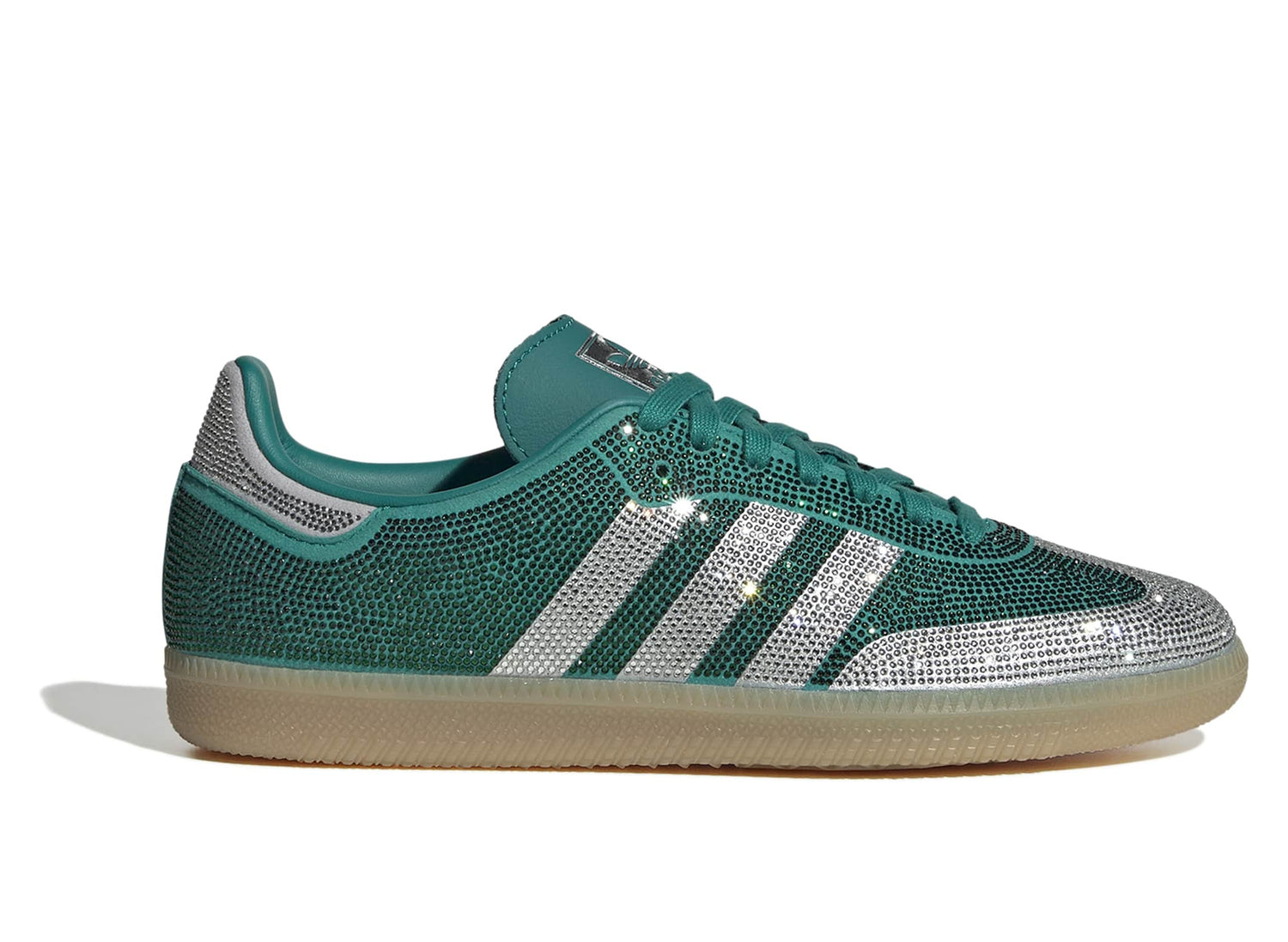 Women's Adidas Samba OG in Equipment Green / Silver Metallic / Gum — view 1