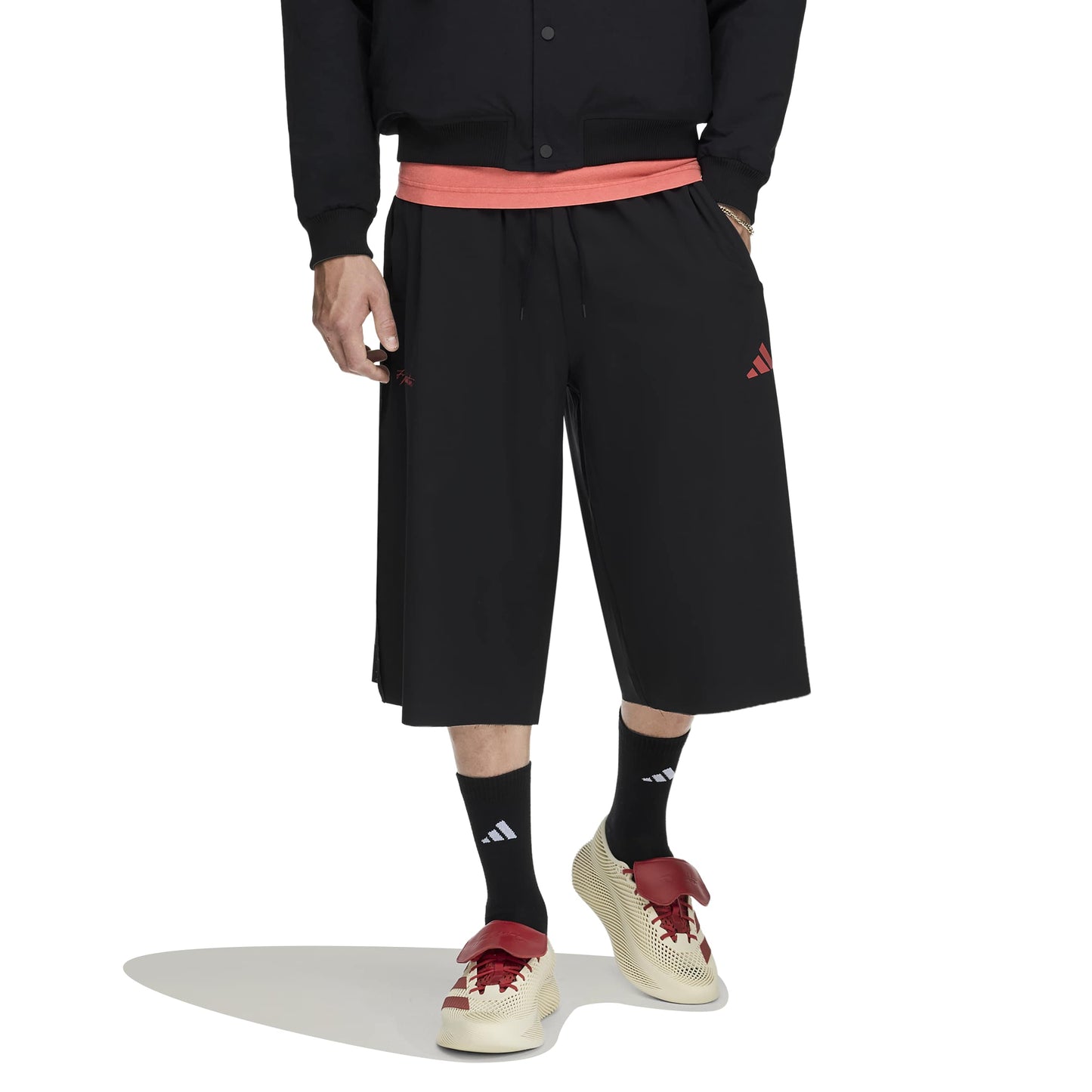 Adidas x Tyrrell Winston Long Shorts in Black – on model