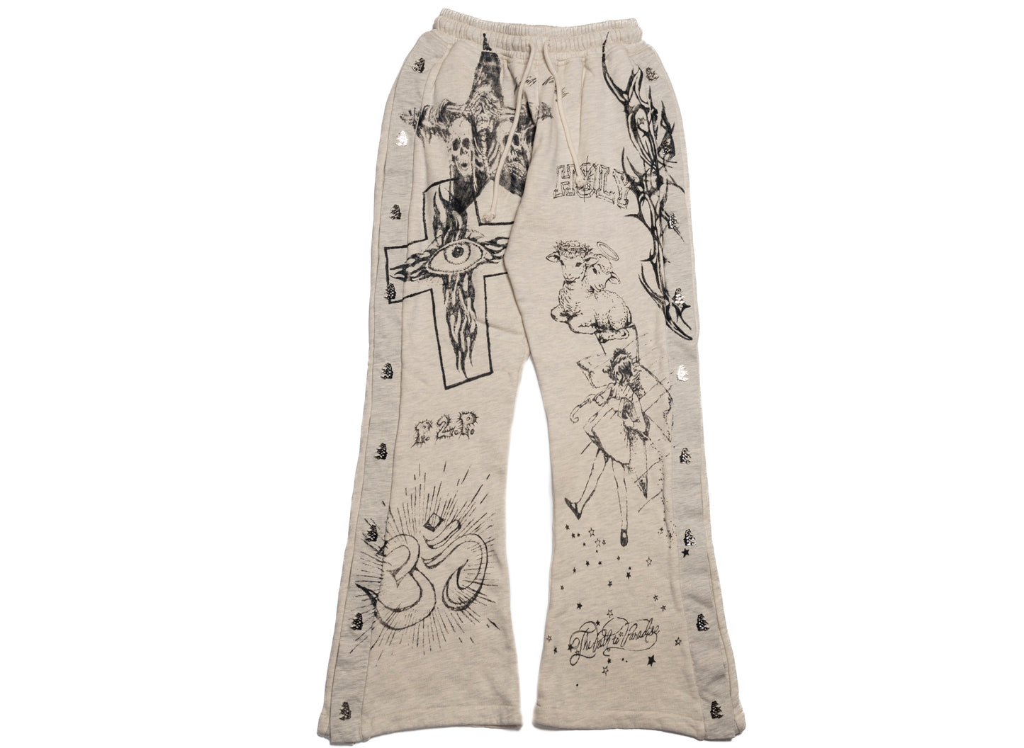 Hellstar Graffitti Mirror Face Sweatpants in Grey