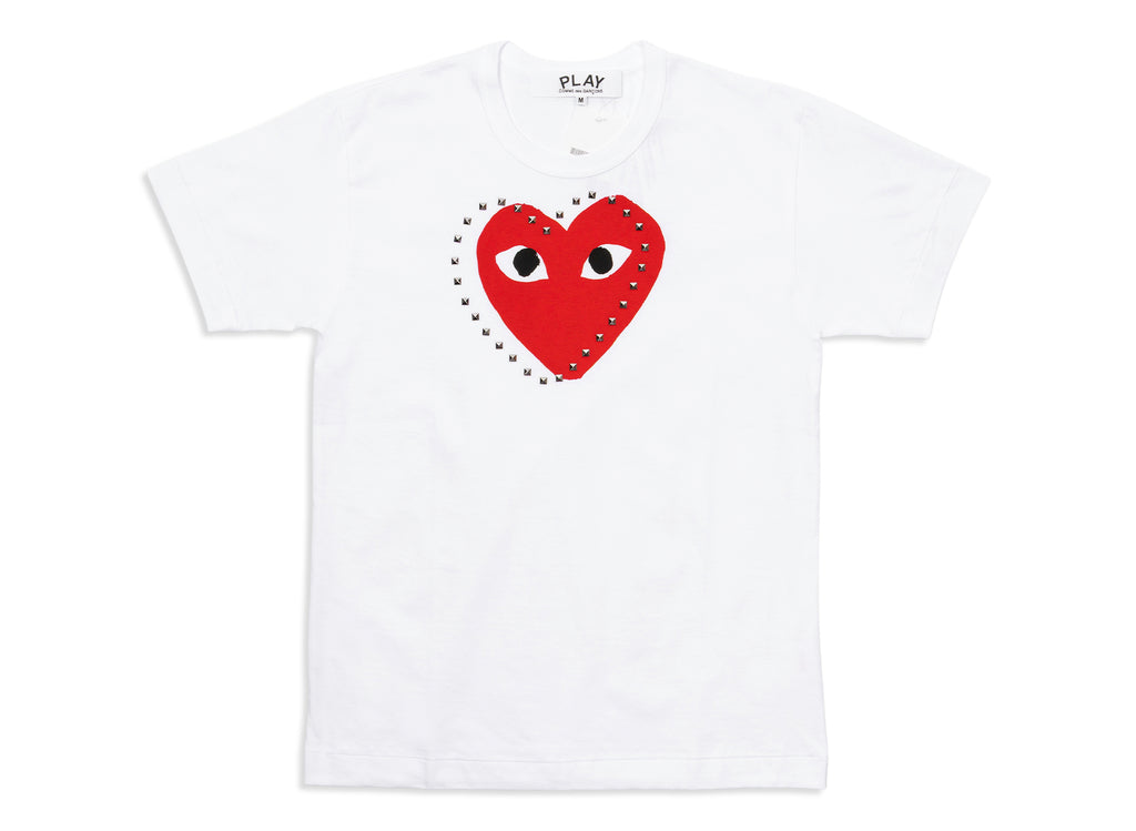 Comme des Garçons PLAY Stud Print Heart Tee in White