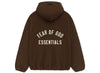 Fear of God Essentials Brushed Hooded Bomber in Brown