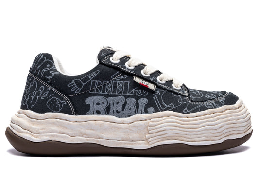 Maison Mihara Yasuhiro "OLIVER" OG Sole Graffiti Printed Canvas in Black