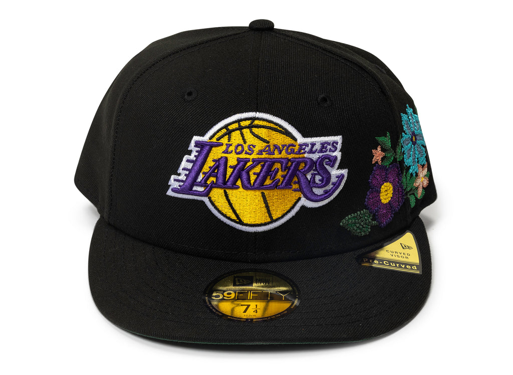 New Era Tonal Florals Los Angeles Lakers Fitted Hat in Black
